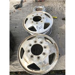 2 - 8 HOLE MAGS C/W R17 TIRES & FORD CENTER CAPS (ALL FOR ONE MONEY) (PHONE:  780-220-5518)