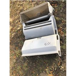 3 GREY PLASTIC CONTAINERS (FEEDERS 40") (PHONE:  780-220-5518)