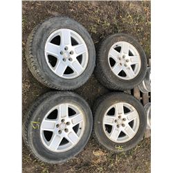 4 DODGE 5 HOLE MAGS C/W P35-60/R17 TIRES (ALL FOR ONE MONEY) (PHONE:  780-220-5518)