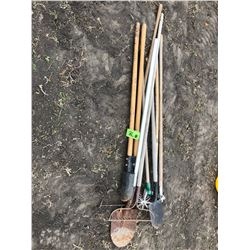 RAKES, SHOVELS, POST AUGER
