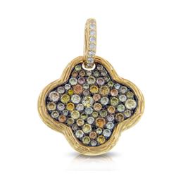 14k Yellow Gold  1.26CTW Diamond and Multicolor Dia Pendant