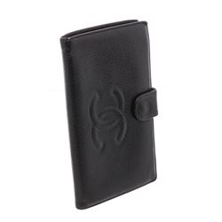Chanel Black Caviar Leather Timless French Purse Wallet