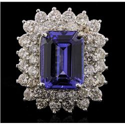 14KT White Gold 6.93 ctw Tanzanite and Diamond Ring