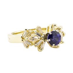 1.60 ctw Blue Sapphire And Diamond Ring - 14KT Yellow Gold