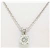 Image 2 : 14k White Gold 0.55 ctw Round F SI1 Diamond Solitaire Pendant w/ Cable Chain