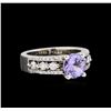 Image 1 : 1.38 ctw Tanzanite and Diamond Ring - 14KT White Gold