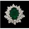 Image 2 : 3.30 ctw Emerald and Diamond Ring - 14KT White Gold