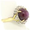 Image 3 : 14K Two Tone Gold 11.60 ctw Cabochon Star Ruby & Champagne Diamond Cocktail Ring