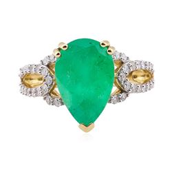 4.67 ctw Emerald and Diamond Ring - 14KT Yellow Gold