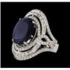 Image 1 : 9.07 ctw Sapphire and Diamond Ring - 14KT White Gold