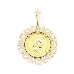 1/10th British Sovereign Coin Pendant - 14KT - 24KT Yellow Gold