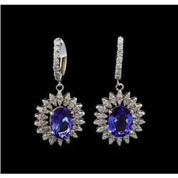 14KT White Gold 4.08 ctw Tanzanite and Diamond Earrings