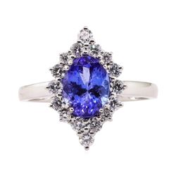 1.75 ctw Tanzanite and Diamond Ring - Platinum