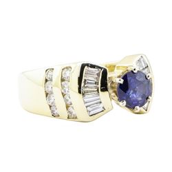 1.88 ctw Sapphire And Diamond Ring - 14KT Yellow Gold