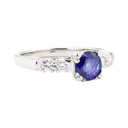 1.13 ctw Sapphire And Diamond Ring - 18KT White Gold