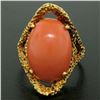 Image 2 : 18k Yellow Gold Large Cabochon FINE Coral Nugget Textured Solitaire Ring