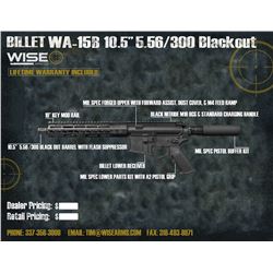 WISE ARMS 10.5" BILLET 300 BLACKOUT W/ 10" RAIL