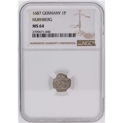 1687 Germany 1 Pfennig Nurnberg Coin NGC MS64