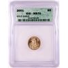 Image 1 : 2001 $5 American Gold Eagle Coin ICG MS70