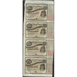 Uncut Sheet of (4) State of Louisiana Baby Bond Obsolete Notes