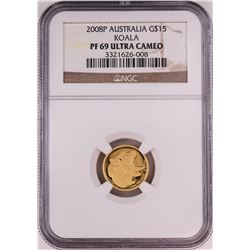 2008P $15 Australia Proof Koala Gold Coin NGC PF69 Ultra Cameo