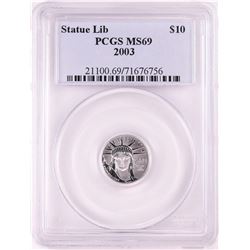 2003 $10 American Platinum Eagle Coin PCGS MS69