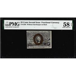 1863 25 Cents Second Issue Fractional Note Fr.1283 PMG Ch. About Uncirculated 58EPQ