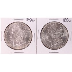 Lot of (2) 1886 $1 Morgan Silver Dollar Coins