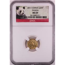 2011 China 20 Yuan Panda Gold Coin NGC MS69