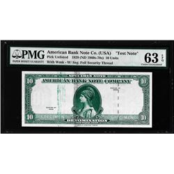 1929 10 Unit American Bank Note Co. "Test Note" PMG Choice Uncirculated 63EPQ
