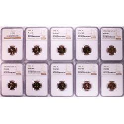 Set of 1956-1964 Proof Lincoln Wheat Cent Coins NGC PF67RD