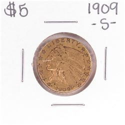 1909-S $5 Indian Head Half Eagle Gold Coin