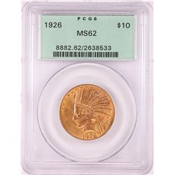 1926 $10 Indian Head Half Eagle Gold Coin PCGS MS62 Old Green Holder