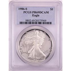 1986-S Proof $1 American Silver Eagle Coin PCGS PR69DCAM