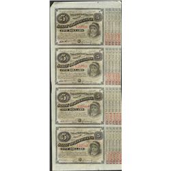 Uncut Sheet of (4) State of Louisiana Baby Bond Obsolete Notes