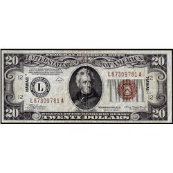 1934A $20 Hawaii WWII Emergency Issue Federal Reserve Note