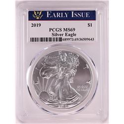2019 $1 American Silver Eagle Coin PCGS MS69 Early Issue