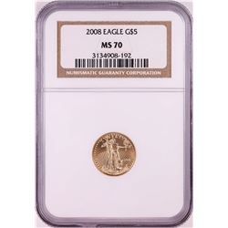 2008 $5 American Gold Eagle Coin NGC MS70