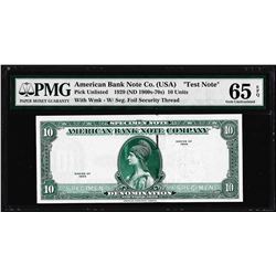 1929 10 Unit American Bank Note Co.  Test Note  PMG Gem Uncirculated 65EPQ