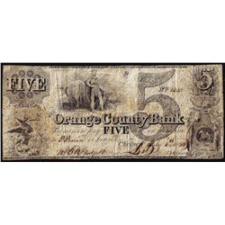 1850 $5 Orange County, Vermont Obsolete Bank Note