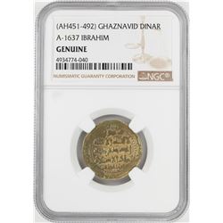 AH451-492 Ghaznavid Dinar A-1637 Ibrahim Gold Coin NGC Genuine