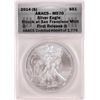 Image 1 : 2014-(S) $1 American Silver Eagle Coin ANACS MS70 First Release