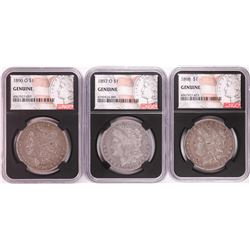 Lot of 1896-O, 1897-O, & 1898 $1 Morgan Silver Dollar Coins NGC Genuine