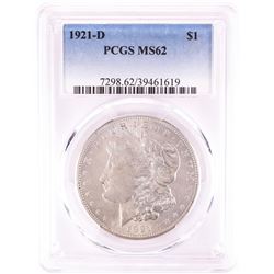 1921-D $1 Morgan Silver Dollar Coin PCGS MS62