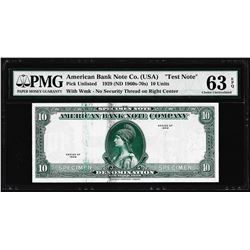 1929 10 Unit American Bank Note Co. "Test Note" PMG Choice Uncirculated 63EPQ