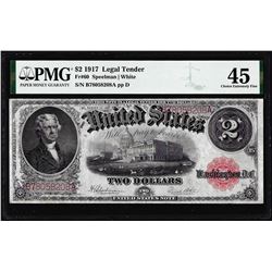 1917 $2 Legal Tender Note Fr.60 PMG Choice Extremely Fine 45