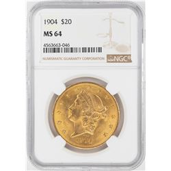 1904 $20 Liberty Head Double Eagle Gold Coin NGC MS64