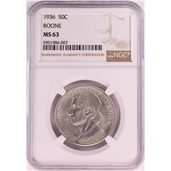 1936 Boone Commemorative Half Dollar Coin NGC MS63