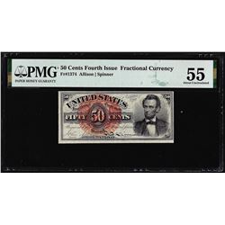 1863 50 Cent Fourth Issue Lincoln Fractional Currency Note PMG About Uncirculated 55