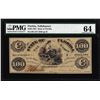 Image 1 : 1861 $100 State of Florida Tallahassee Cr.2 Obsolete Note PMG Choice Uncirculated 64